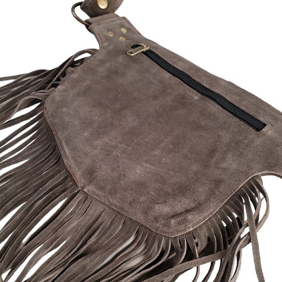 2025Genuine LeatherFestival Cow Girl Pocket Belt | Hip bag with Fringe Coffee… - Picture 12 of 14